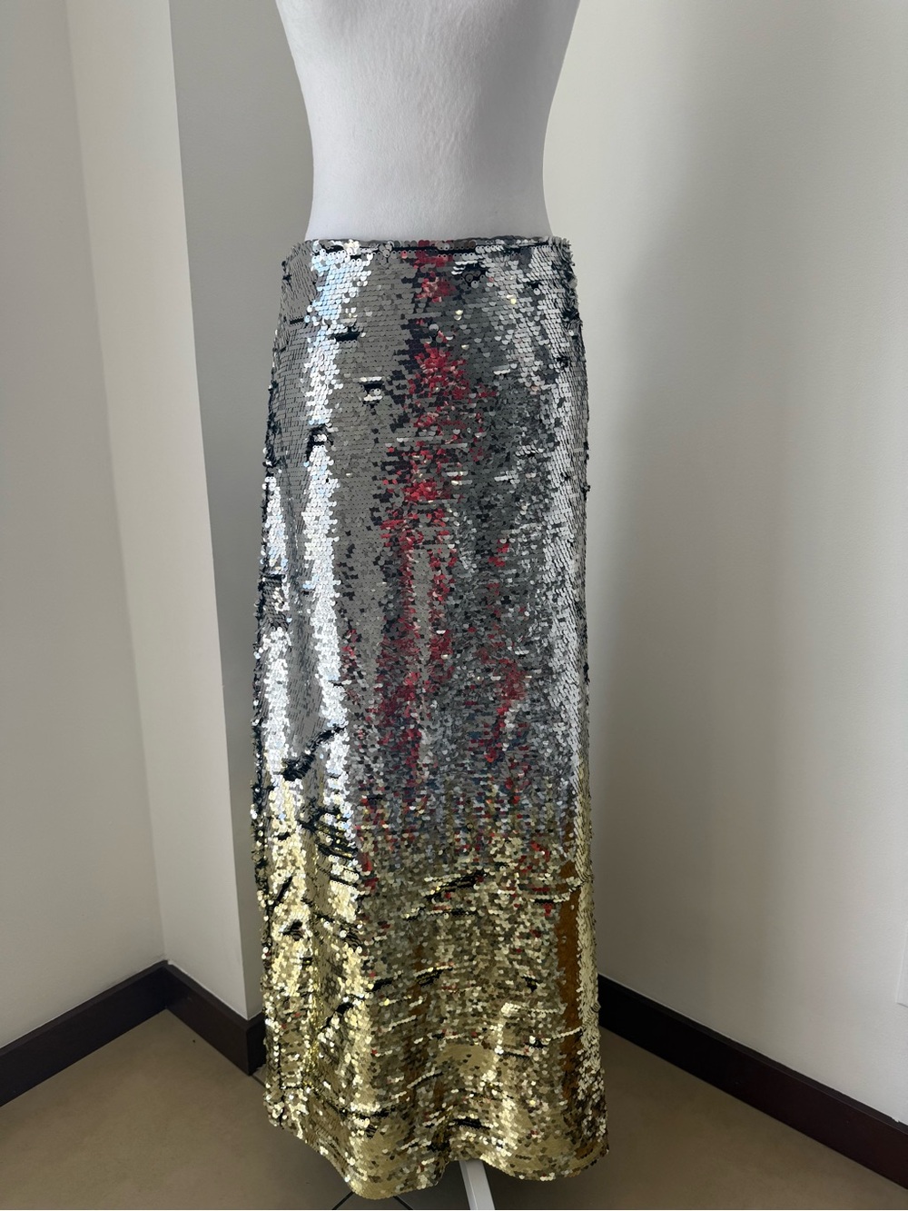 Anthropologie Gold & Silver Maxi Skirt